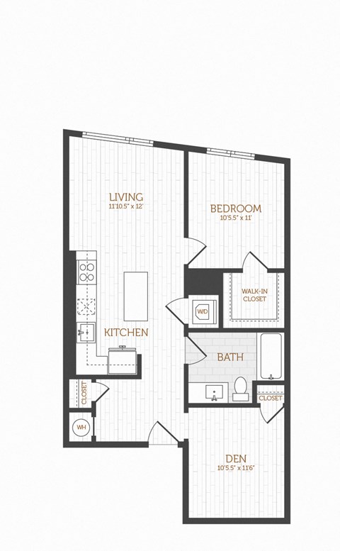 floor plan of a 1 bedroom apartment